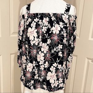 Red White and Blue Floral Cold Shoulder Blouson Top-Size 22/24 by Avenue